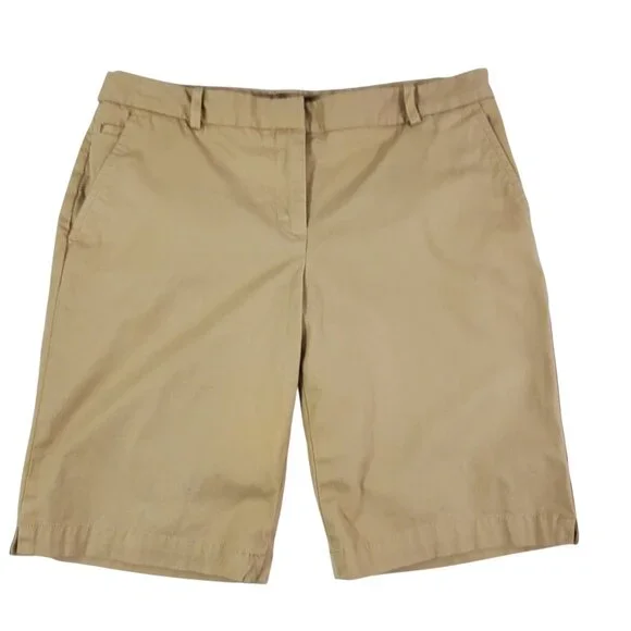 Talbots Petite Flat Front Shorts Women’s Khaki Casual Chinos - Size 4P - Picture 4 of 9
